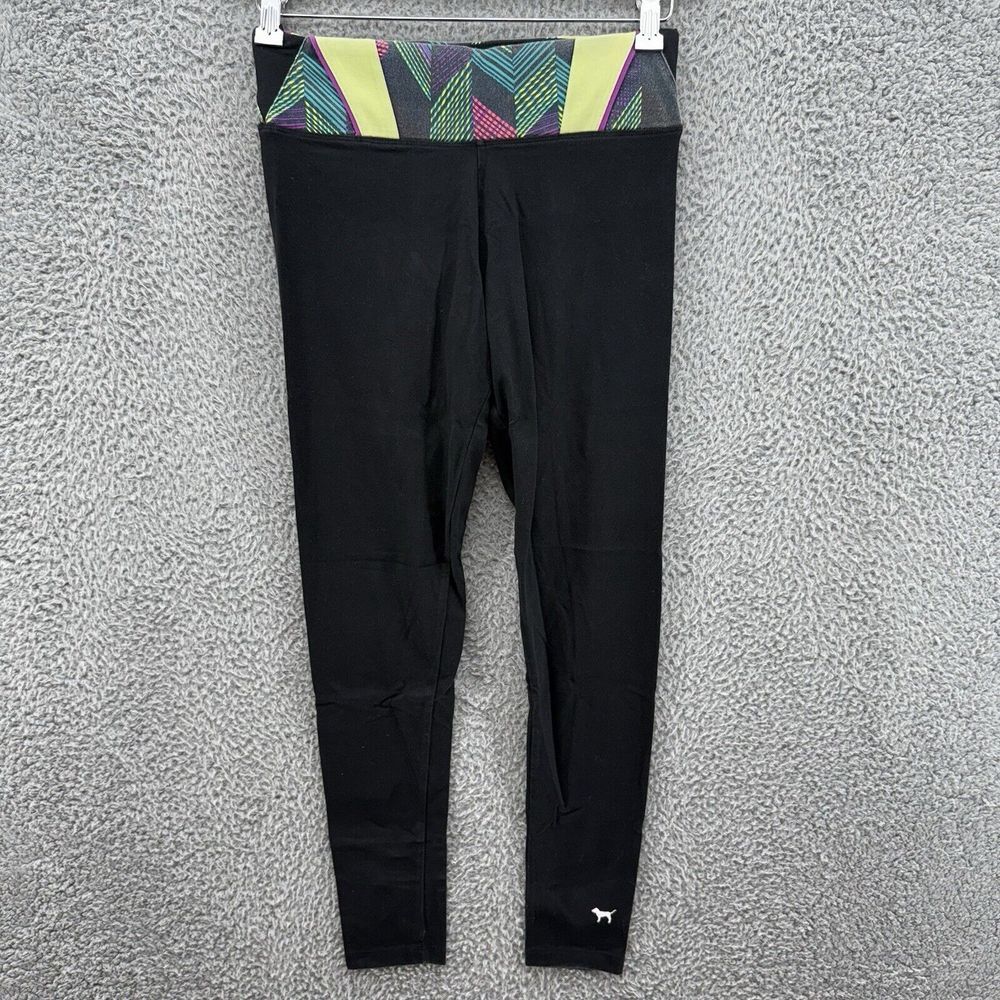 Pink Leggings Womens S Black White Dog‎ Logo Victoria Secret Sport Yoga Pants